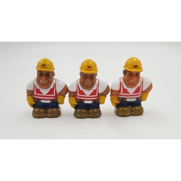 CAT Caterpillar Construction Worker Figure Toy Lot Of 3 2.5" - Picture 1 of 7